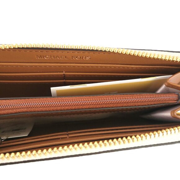 Michael Kors Jet Set Travel Large Three Quarter Zip Wallet Vanilla MK Logo - Picture 7 of 7